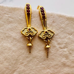 Solid Sterling Silver Gold Earwires , Earrings Findings / 27x7mm