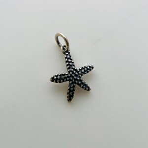1pcs, Solid Sterling Silver Starfish Charm / 17x13mm