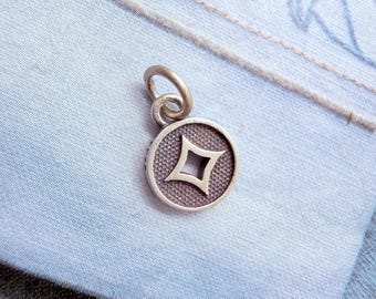 Tiny, 7mm, Sterling Silver Coin Charm , 1 piece