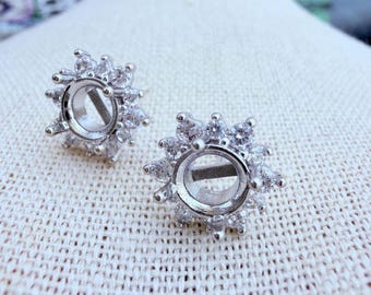 6mm settings, earrings findings, 1 pair