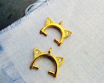 2Pcs Sterling Silver Gold Pinch Bails, 4x6mm