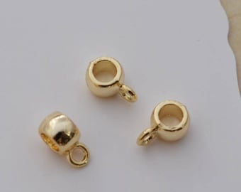20 of gold filled bails spacer beads charm holder bail bead with hole 4mm