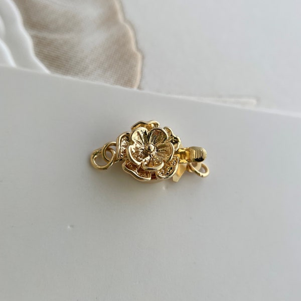 1 pcs,  14k gold filled, flower box clasp 9mm