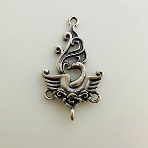 1Pcs, Solid Sterling Silver Peacock Link  / 24x14mm