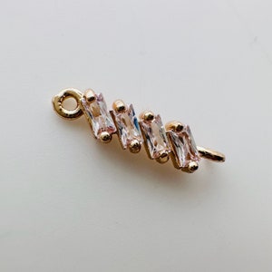 gold filled cubic zirconia bar charm (18x5mm)