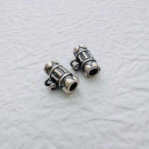 2 pcs, Solid Sterling Silver Tube Beads / 10x5mm / Hole 2mm / Loop 1mm