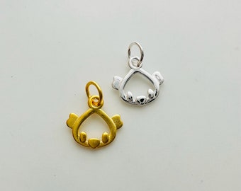 Massiver Sterling Silber Huhn Anhänger / 9 x 10 mm / 1 Stk