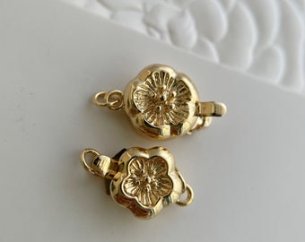 5 pcs,  14k gold filled, flower box clasp 8mm/10mm
