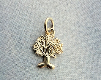 10mm, Sterling Silver Tree Charm, 1 piece