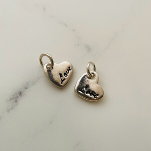 2 Pcs, Solid Sterling Silver Heart Charm / 9x9mm