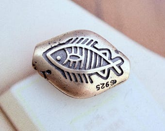 12x17mm, Sterling Silver Bead , 1 piece, hole 1mm
