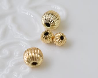 50pcs, gold filled corrugated round spacer beads 3mm,4mm,5mm,6mm,8mm