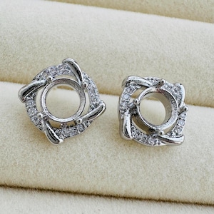 6x6mm Settings, 4 pieces, Sterling Silver Needles, Earring Findings