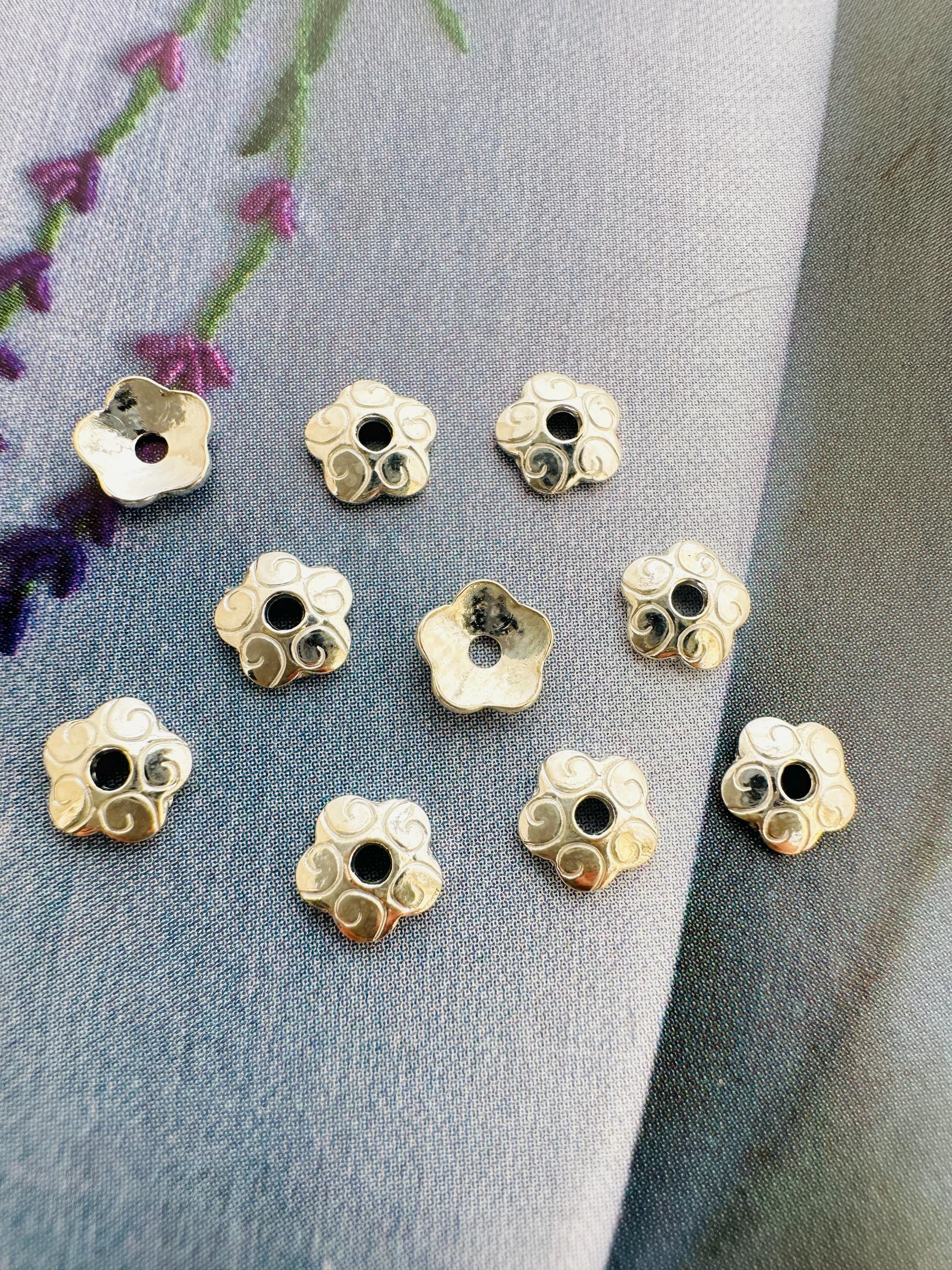 thumbnail image 2 of Platinum 1000pc Silver Plated Brass Bead Caps – 3x1mm, Ribbed, Fits 2-4mm Beads 2 of 4