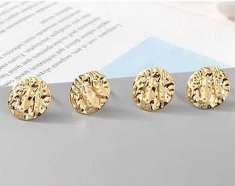 10 pieces, studs earrings findings , 15mm,  gold plated