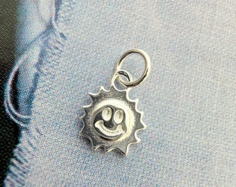 TINY, 6MM, Sterling Silver Sun Charm,