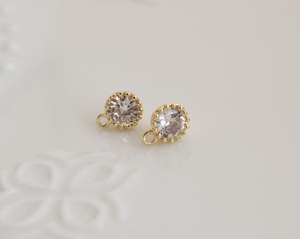 2pcs oro riempito chiaro fascino cz cubico (6x6mm)