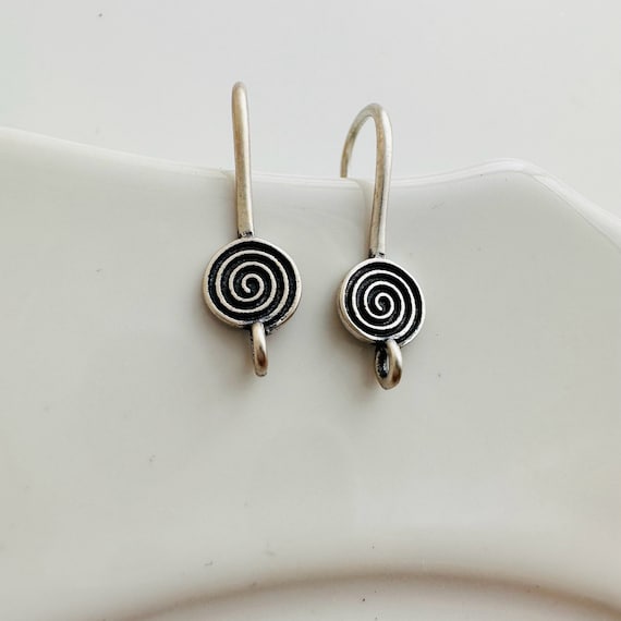 ソリッドスターリングシルバーの渦巻きイヤリング金具 / 19 x 6 mm / 1