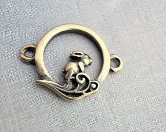 Solid Sterling Silver Bunny Connector / 10x14mm /  1Pcs