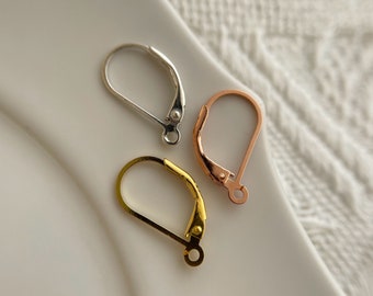 1 par de pendientes de plata con cierre de palanca, alambres para pendientes, accesorios para pendientes, 17 x 8 mm