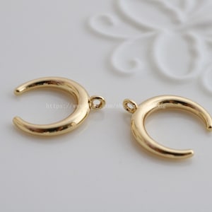 2pcs gold filled horn half moon charm  (15x16mm)