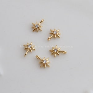 5pcs gold filled delicate crystal star charm  (6x5mm)