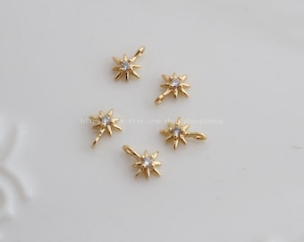 10pcs gold filled delicate crystal star charm  (5.5x5mm)