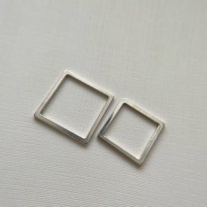 1 Pcs, Solid Sterling Silver Square Links Connectors / 13mm / 15mm