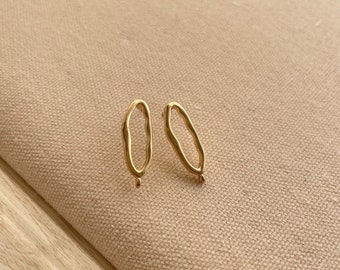 1 pair 9k gold filled earring finding / sterling silver post 18x5mm