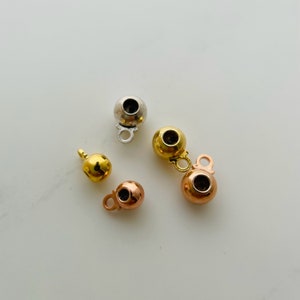 10ps of solid 925 sterling silver round rubber stopper beads with loop / Silicone beads  / 3mm / 4mm / 5mm