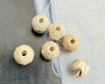 6 pieces, sterling silver 6mm Stardust ball spacer beads, hole 1mm