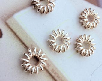 8mm, Sterling Silver Beads , 5 pieces, hole 3mm