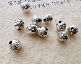 10 Pcs, Solid Sterling Silver Ball Beads, 3mm , 4mm , 5mm , 6mm ,hole 1mm