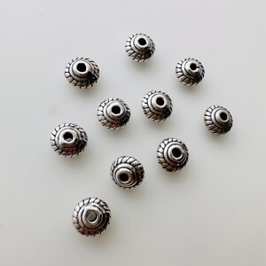 10 pcs, Solid Sterling Silver Saucer Beads , 5mm, tall 3mm, hole 1mm