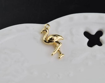 4 of gold flamingo charm pendant 15*9mm