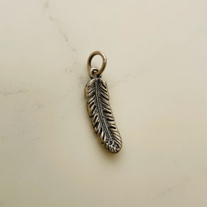Solid Sterling Silver Feather Charm / 20x5mm