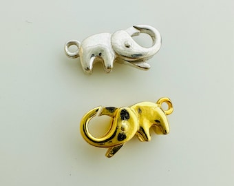 Sterling Silver Elephant Spring Clasp / 7x14mm / 1 Pcs