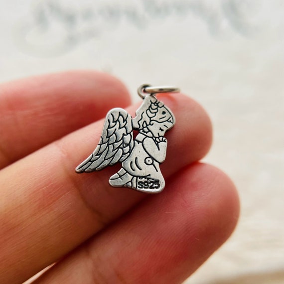 1pcs Solid Sterling Silver Praying Angel Charm / 15x13mm - Etsy