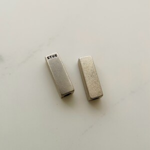 2 Pcs, Solid Sterling Silver Rectangle Beads / 13x3mm / Hole 2mm