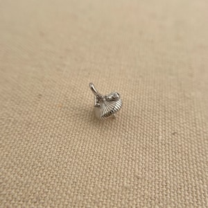 1pc , sterling silver mushroom bead cap charm pendant setting (11mmx7mm)