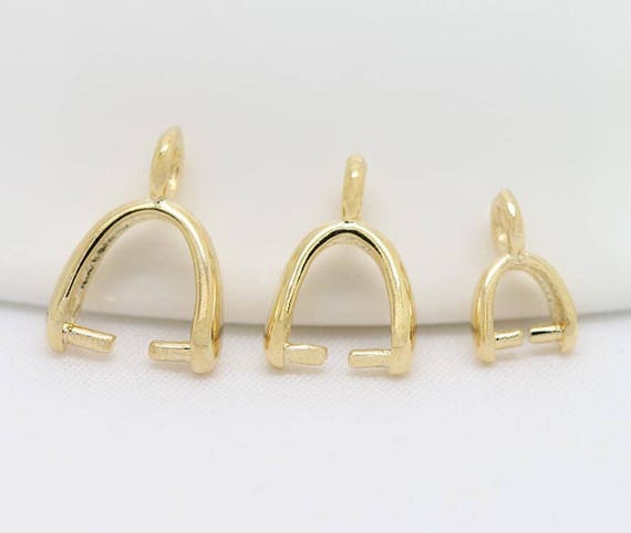 Pack of 20 x Golden Plated Brass 20mm Ice Pick Pinch Bails For Pendants Charming Beads HA07615