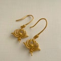 Gold Over Solid Sterling Silver Lotus Hook Earring Earwires / Ear Wires / Earring Supplies / 33x15mm
