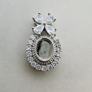 6x8mm Settings, 4 pieces, Silver Plated Charm Findings