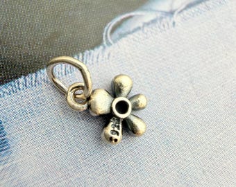 TINY 6mm, Sterling Silver Flower Charm, 1 piece
