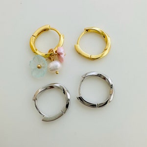 Twisted Huggies Earrings / 13mm / Gold or Silver Plated / Charm Excluded