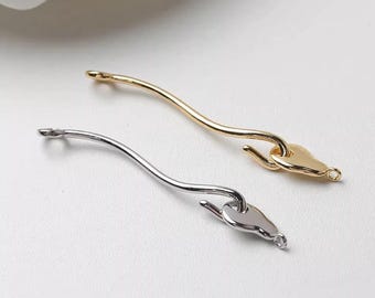 5 Sets, Verschlüsse Zubehör , 46 x 7 mm, vergoldet/versilbert