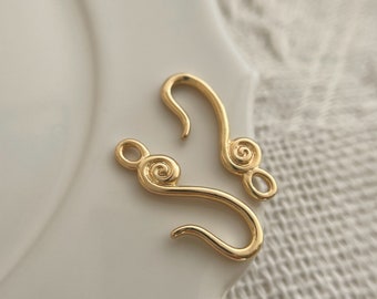 2 or 10pcs, Swirl Hook Clasp / 26mm