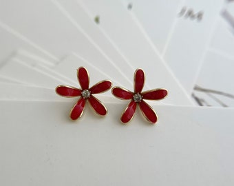 1 pair flower stud post earring with loop / earrings findings / gold plated / 16x16mm