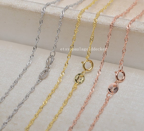 925スターリングシルバーネックレス シンガポールチェーン