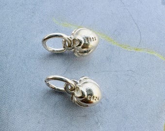 Very Tiny 4mm, Sterling Silver Peach Charm, 1 piece